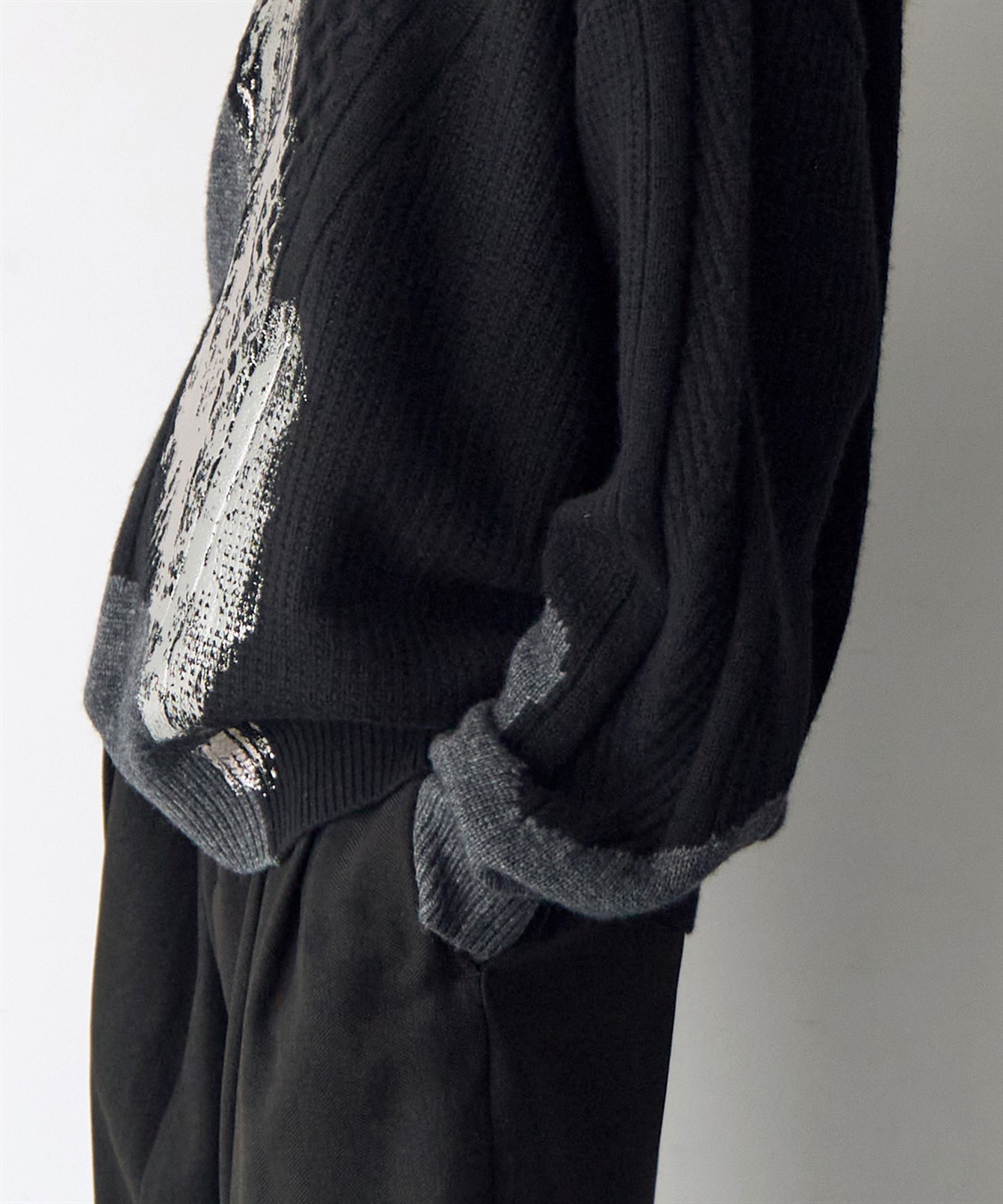 ATSURO TAYAMA 箔プリント編み柄ミックスセーター_sub_11