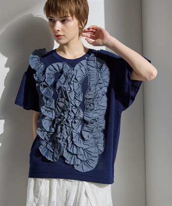 ATSURO TAYAMA アセテートコットン半袖フリルプルオーバー_subthumb_3