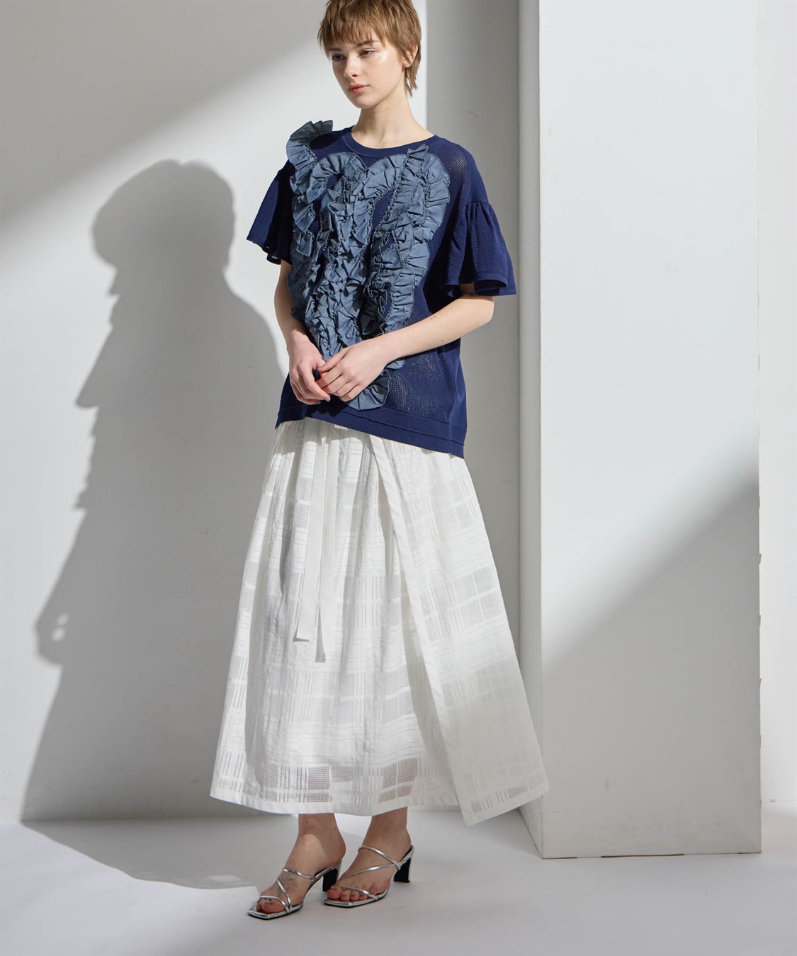 ATSURO TAYAMA アセテートコットン半袖フリルプルオーバー_sub_7