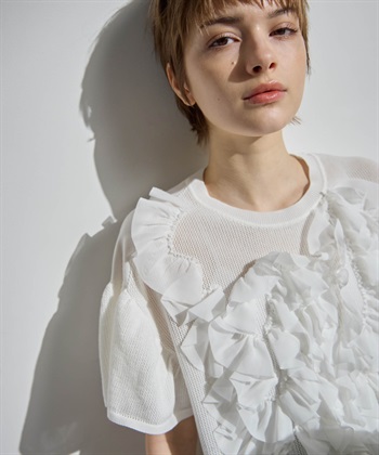 ATSURO TAYAMA アセテートコットン半袖フリルプルオーバー_subthumb_11