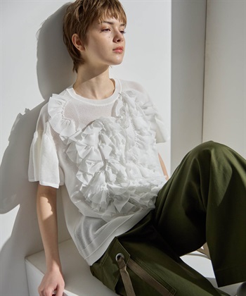 ATSURO TAYAMA アセテートコットン半袖フリルプルオーバー_subthumb_12