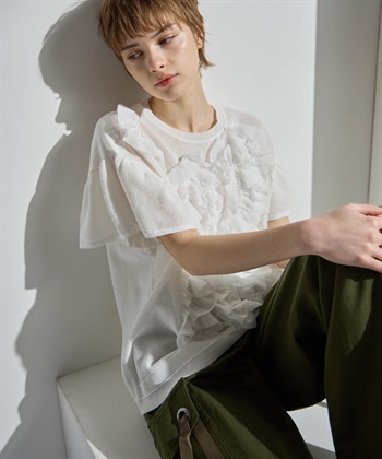 ATSURO TAYAMA アセテートコットン半袖フリルプルオーバー_subthumb_13