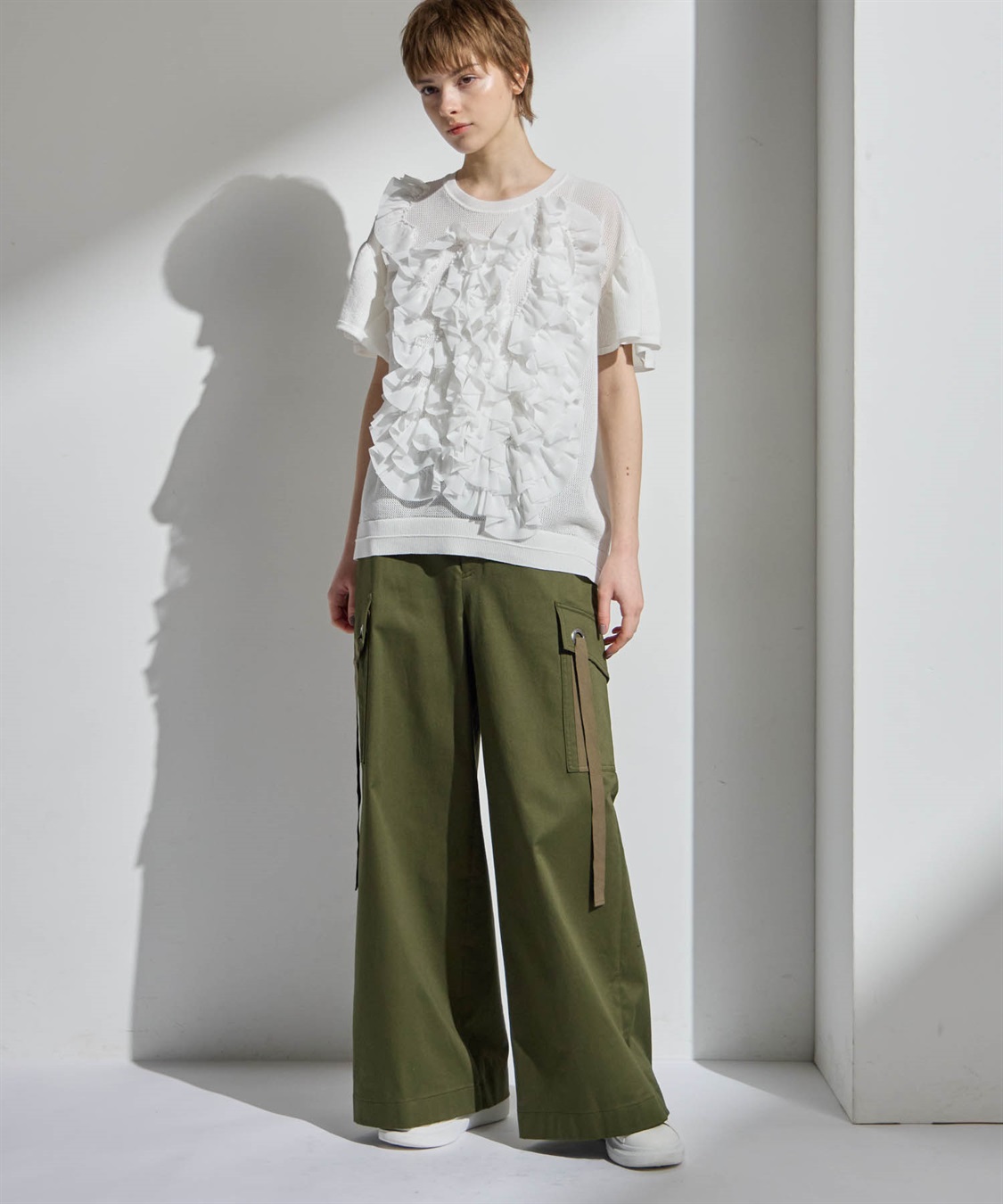 ATSURO TAYAMA アセテートコットン半袖フリルプルオーバー_sub_14