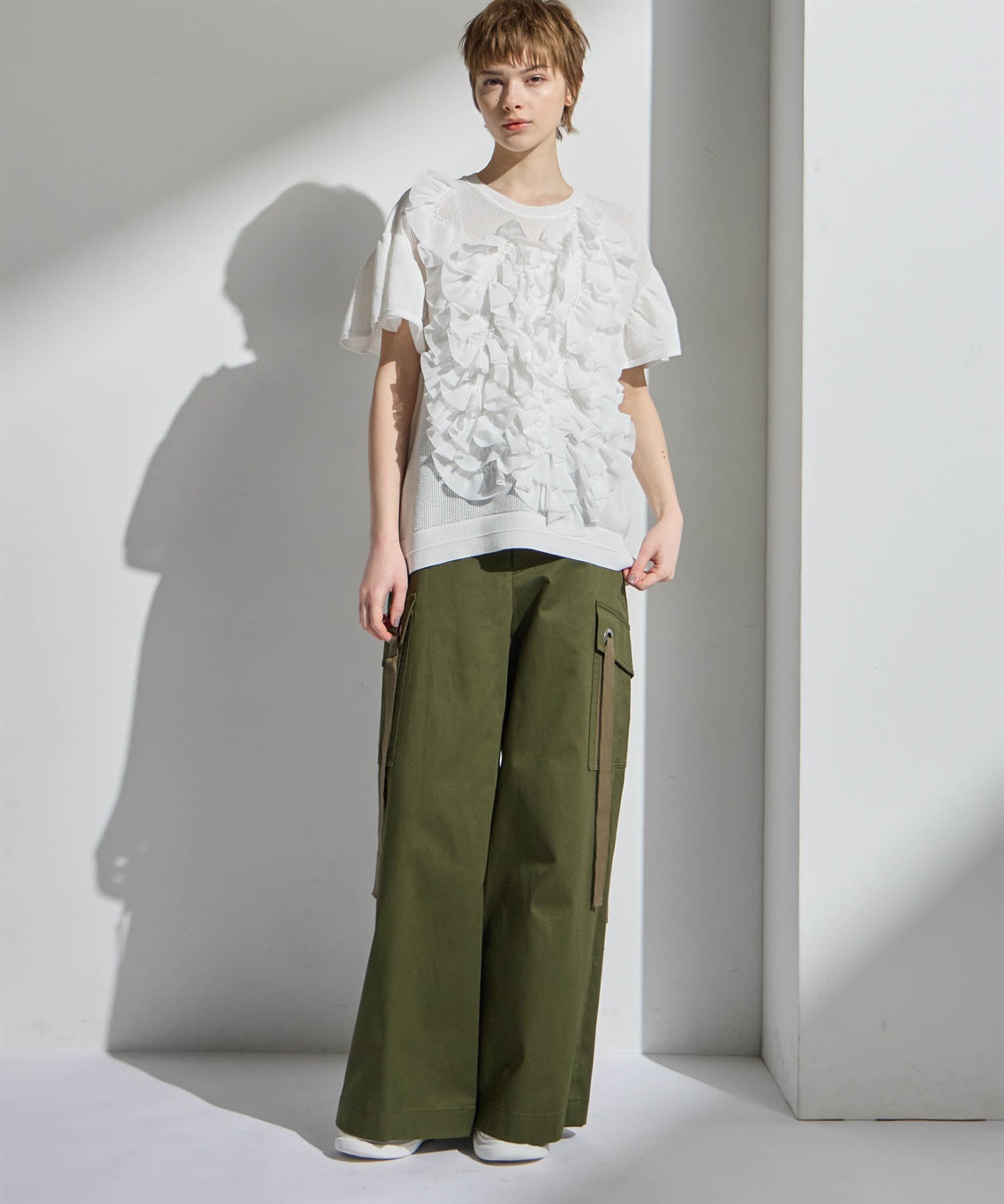 ATSURO TAYAMA アセテートコットン半袖フリルプルオーバー_sub_15