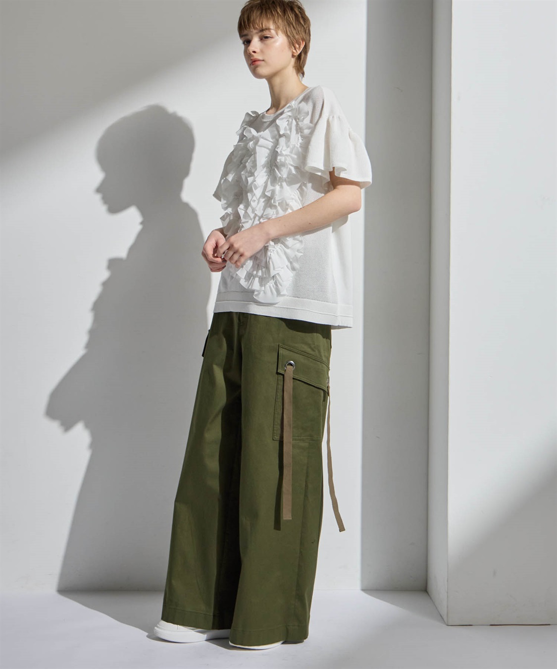 ATSURO TAYAMA アセテートコットン半袖フリルプルオーバー_sub_16