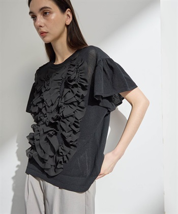 ATSURO TAYAMA アセテートコットン半袖フリルプルオーバー_subthumb_17