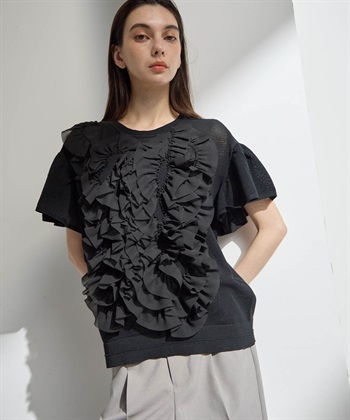 ATSURO TAYAMA アセテートコットン半袖フリルプルオーバー_subthumb_19