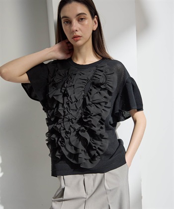 ATSURO TAYAMA アセテートコットン半袖フリルプルオーバー_subthumb_20