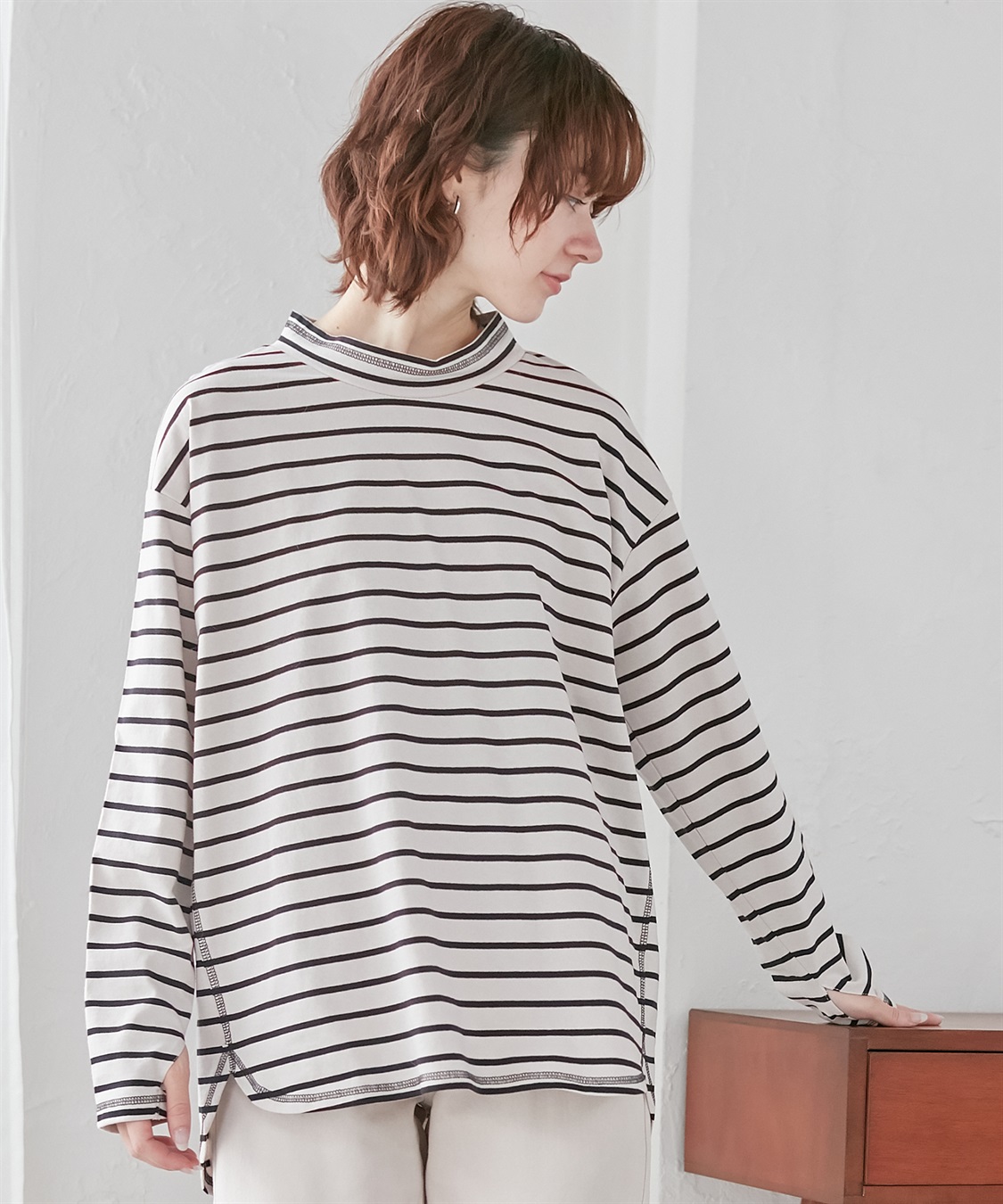 ＢＬＡＮＣ＋】モックネックボーダーチュニックTシャツ（ブランプラス） Life Style by cross marche｜クロスプラス公式通販サイト