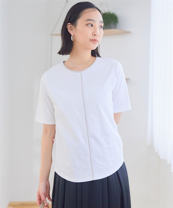 CF 《接触冷感・抗菌防臭》ひんやりサラサラ きれいめパイピングTシャツ【CF/クロスファンクション】_subthumb_8