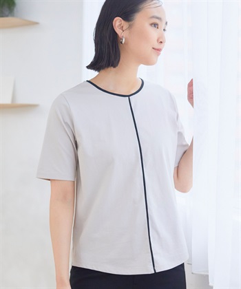 CF 《接触冷感・抗菌防臭》ひんやりサラサラ きれいめパイピングTシャツ【CF/クロスファンクション】_subthumb_13