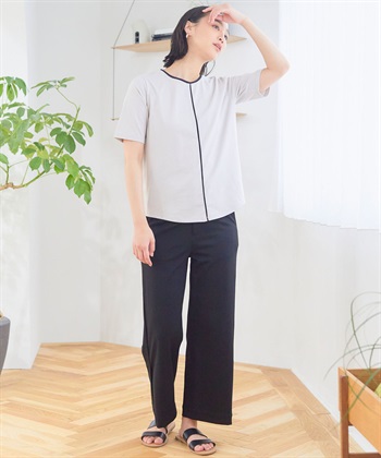 CF 《接触冷感・抗菌防臭》ひんやりサラサラ きれいめパイピングTシャツ【CF/クロスファンクション】_subthumb_14