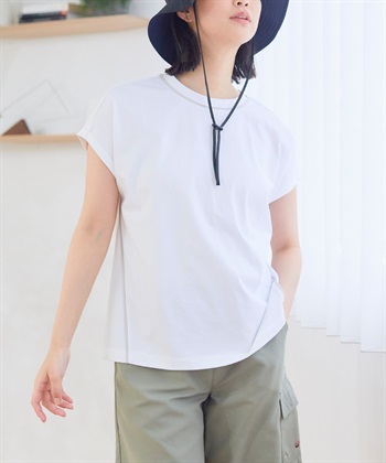 Life Style by cross marche 《接触冷感・抗菌防臭》ひんやりサラサラ きれいめパイピングフレンチスリーブTシャツ【CROSSFUNCTION/クロスファンクション】_subthumb_8