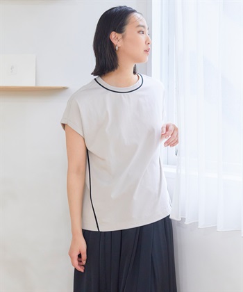 Life Style by cross marche 《接触冷感・抗菌防臭》ひんやりサラサラ きれいめパイピングフレンチスリーブTシャツ【CROSSFUNCTION/クロスファンクション】_subthumb_13