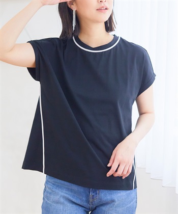 CF 《接触冷感・抗菌防臭》ひんやりサラサラ きれいめパイピングフレンチスリーブTシャツ【CROSSFUNCTION/クロスファンクション】_subthumb_20