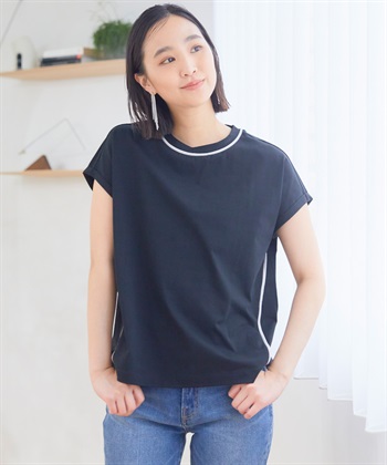 Life Style by cross marche 《接触冷感・抗菌防臭》ひんやりサラサラ きれいめパイピングフレンチスリーブTシャツ【CROSSFUNCTION/クロスファンクション】_subthumb_21