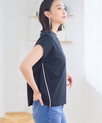 CF 《接触冷感・抗菌防臭》ひんやりサラサラ きれいめパイピングフレンチスリーブTシャツ【CROSSFUNCTION/クロスファンクション】_subthumb_22