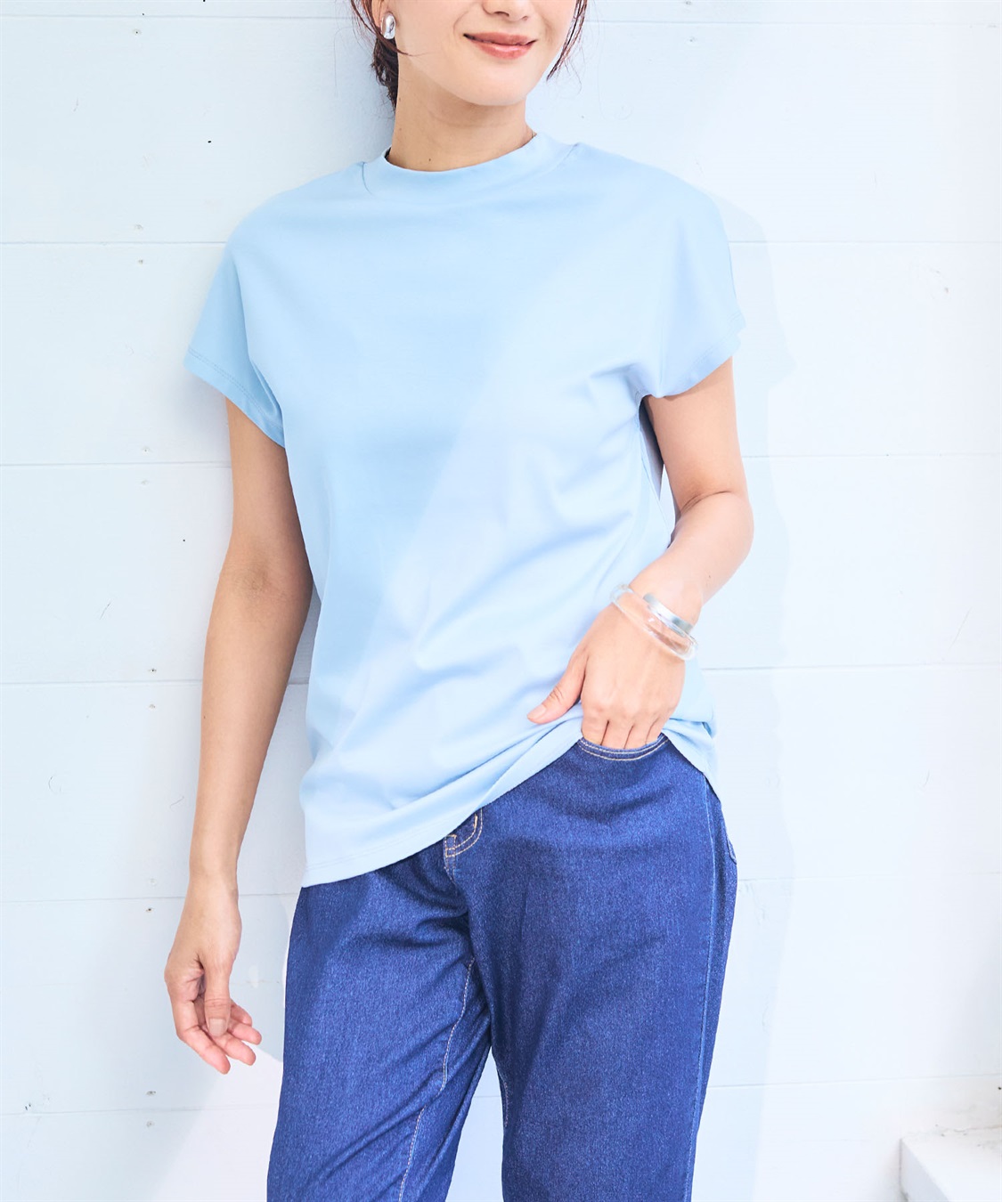 CROSS FUNCTION 《シワになりにくい・ヨレにくい》正解ハイネックフレンチTシャツ【CF/クロスファンクション】_sub_2