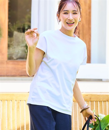 Life Style by cross marche 《シワになりにくい・ヨレにくい》美ューティフル正解ハイネックフレンチTシャツ【CF/クロスファンクション】_subthumb_4