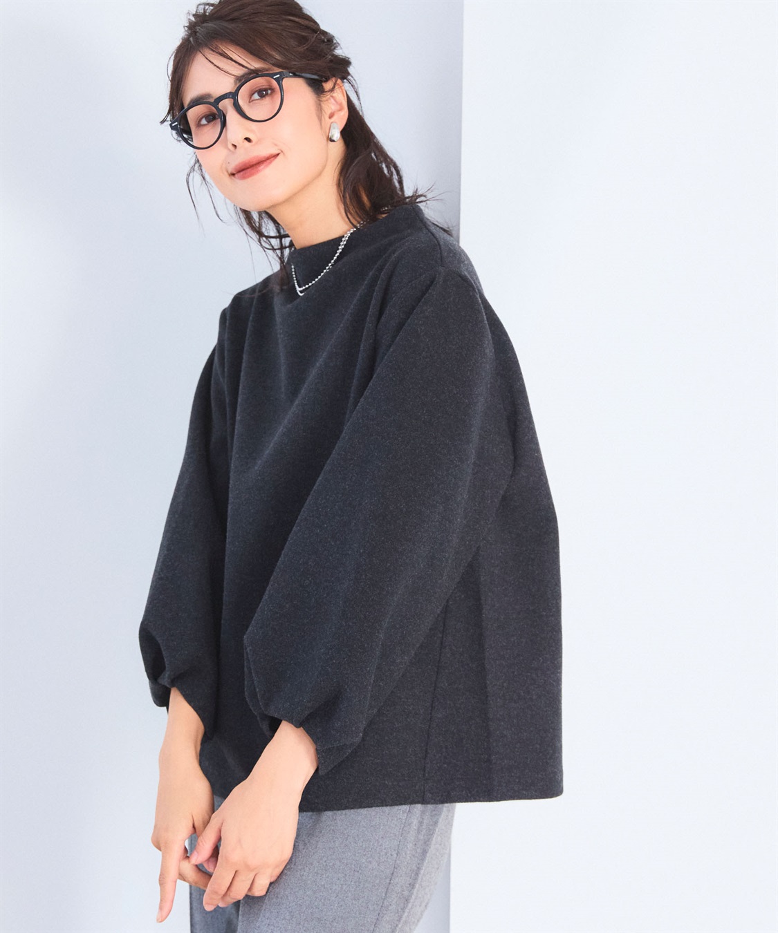 CROSS FUNCTION 《洗える》エブ楽 ウールライクモックネックトップス【CF/クロスファンクション】_sub_1