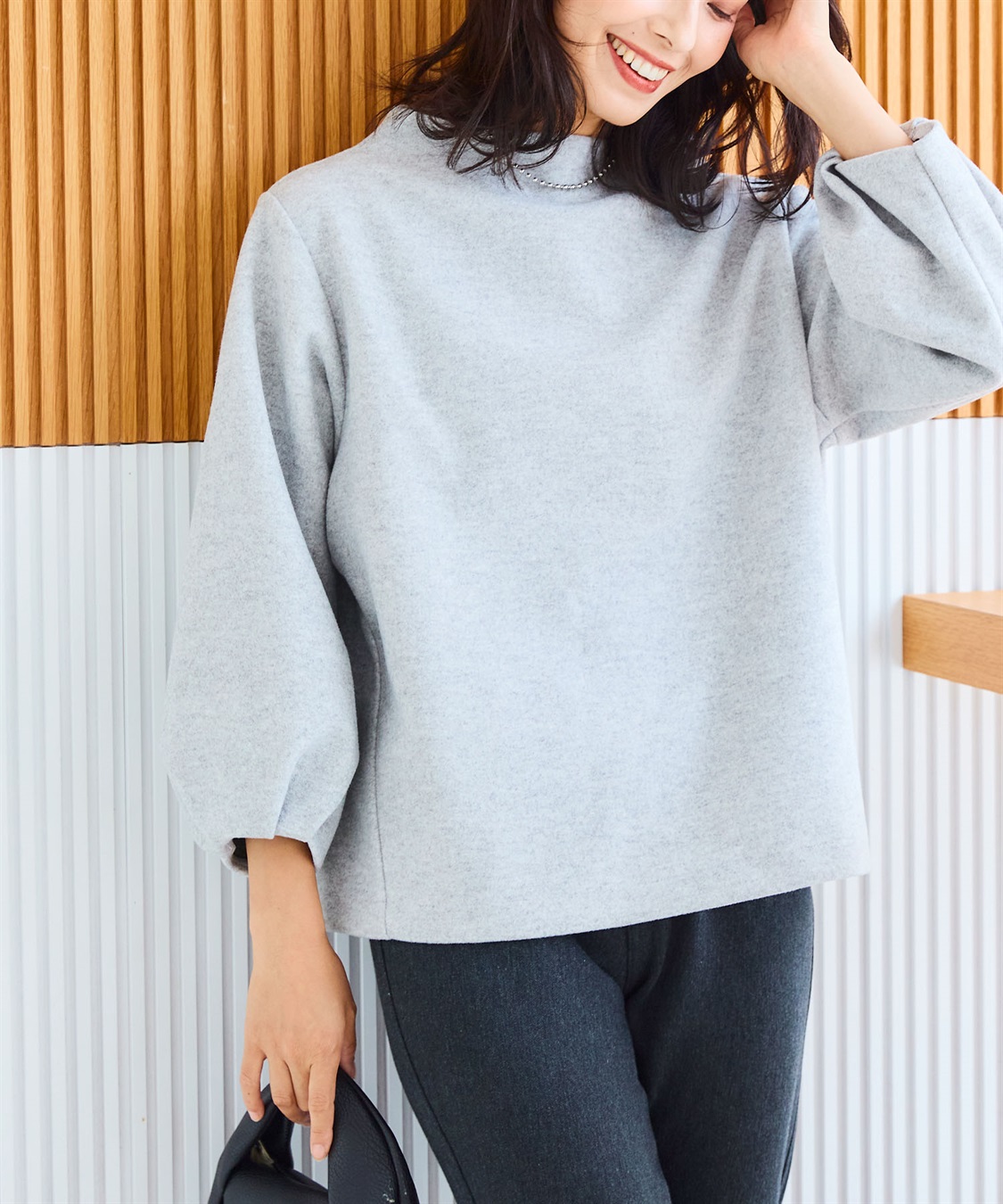 CROSS FUNCTION 《洗える》エブ楽 ウールライクモックネックトップス【CF/クロスファンクション】_sub_3