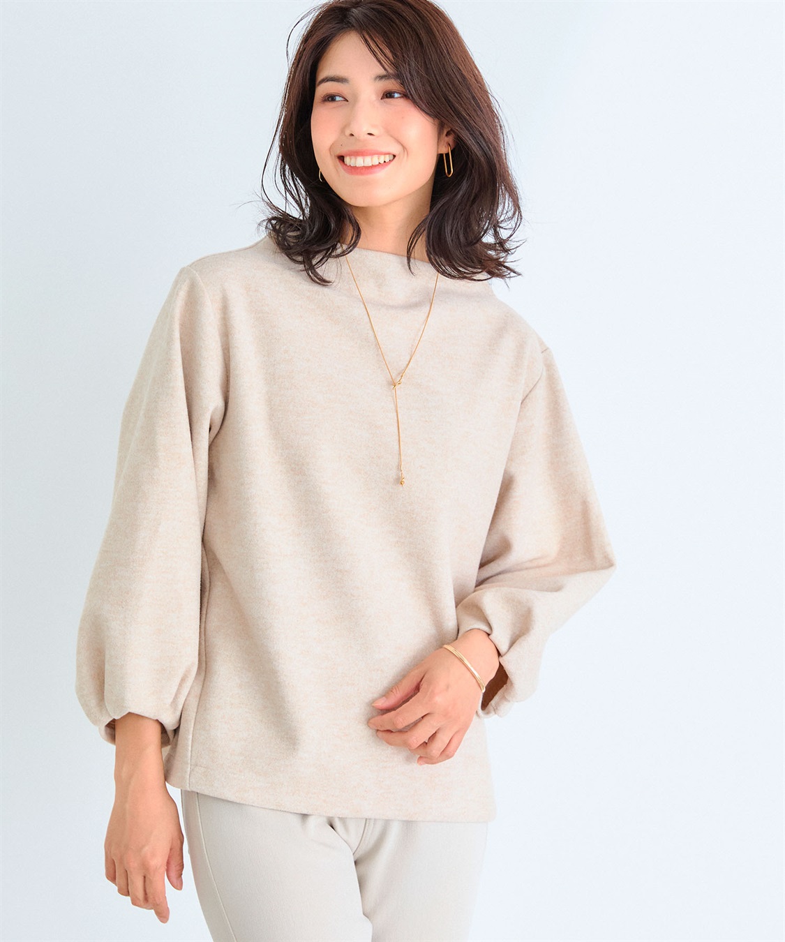 CROSS FUNCTION 《洗える》エブ楽 ウールライクモックネックトップス【CF/クロスファンクション】_sub_4