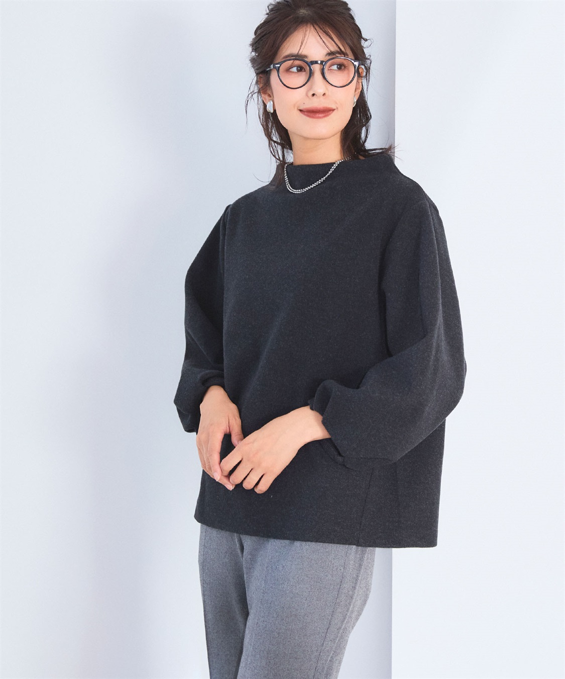 CROSS FUNCTION 《洗える》エブ楽 ウールライクモックネックトップス【CF/クロスファンクション】_sub_9