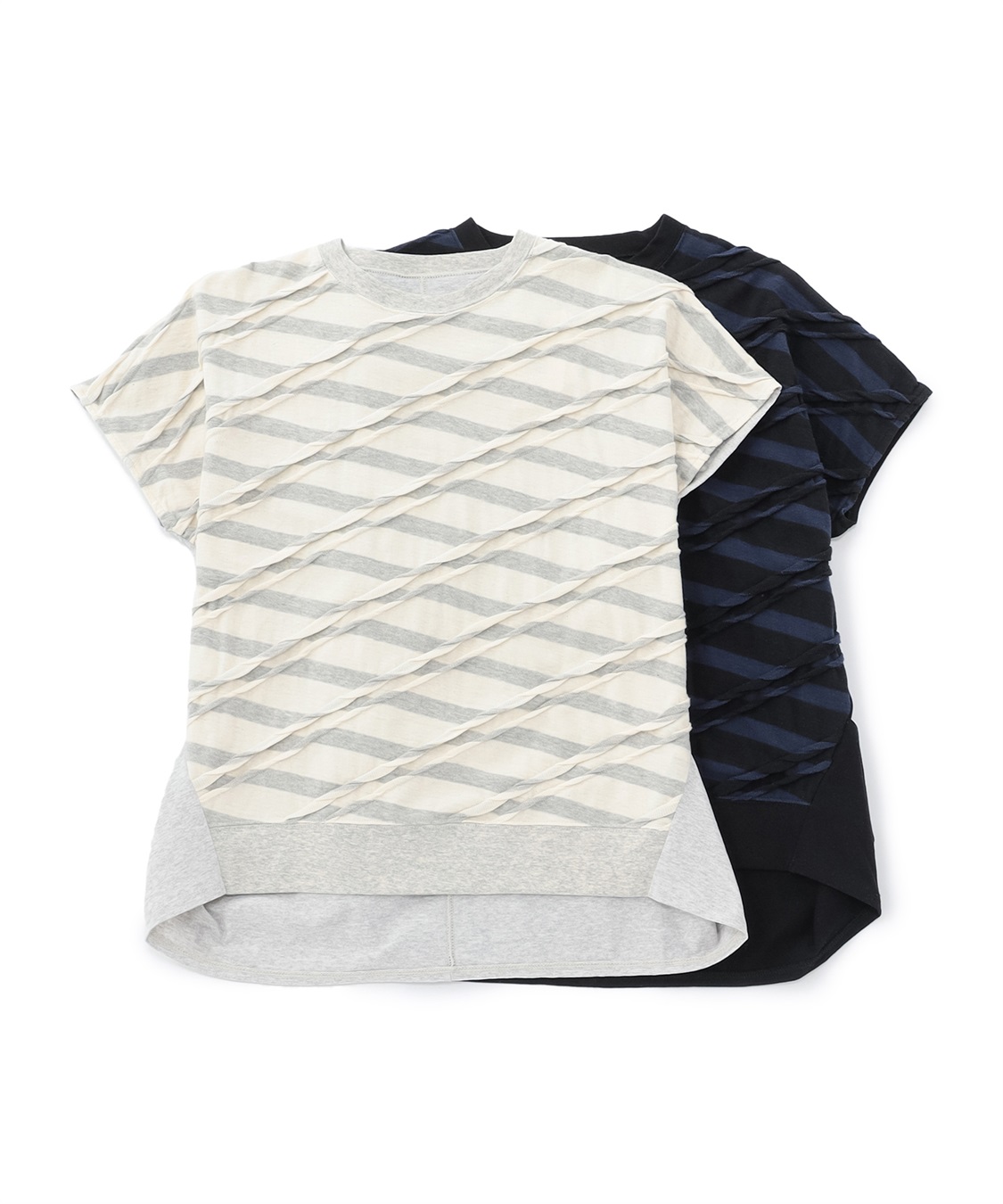 ATSURO TAYAMA タックボーダー半袖ニットトップス_sub_4