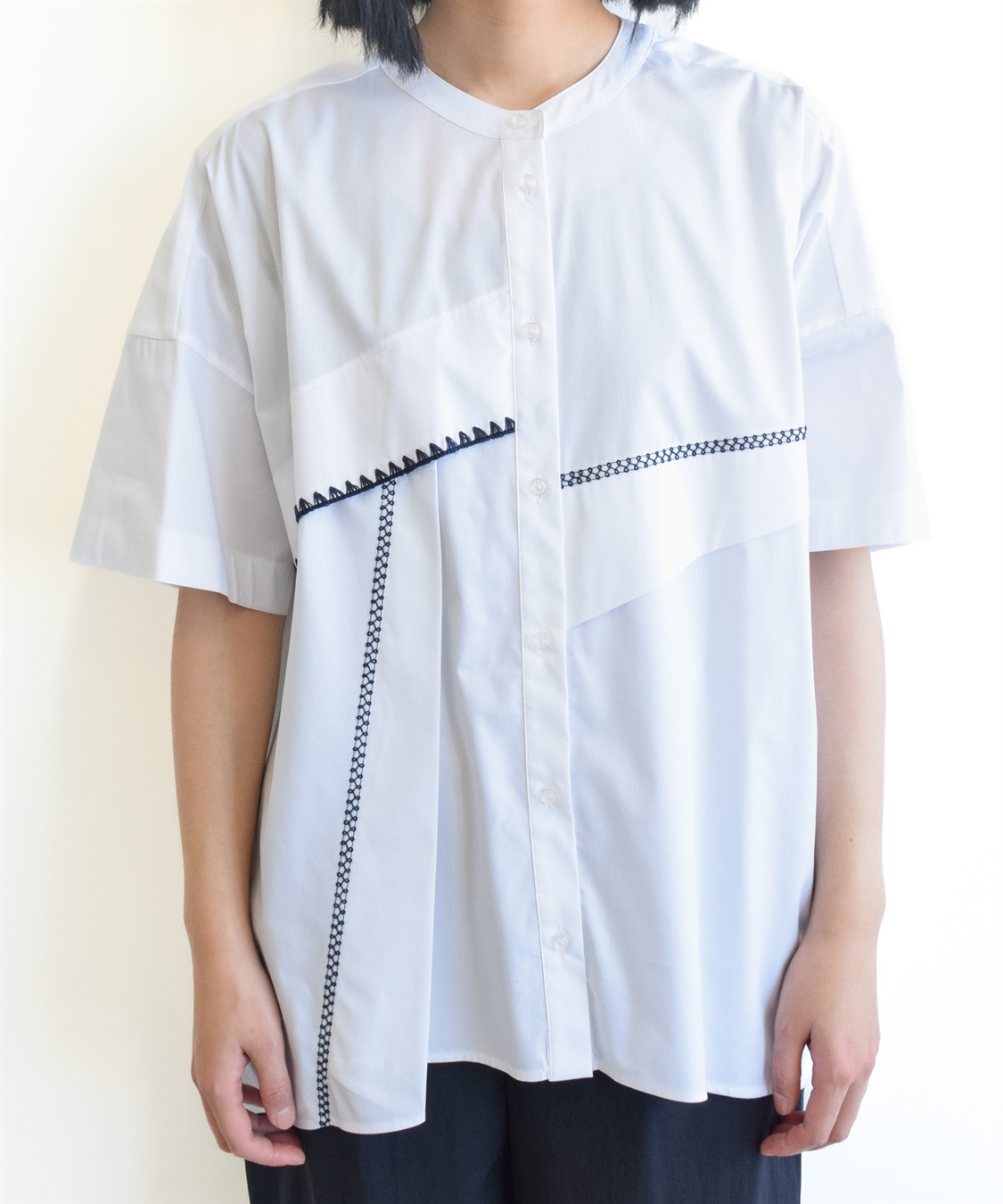 ATSURO TAYAMA ライン刺繍入り半袖シャツ_sub_1