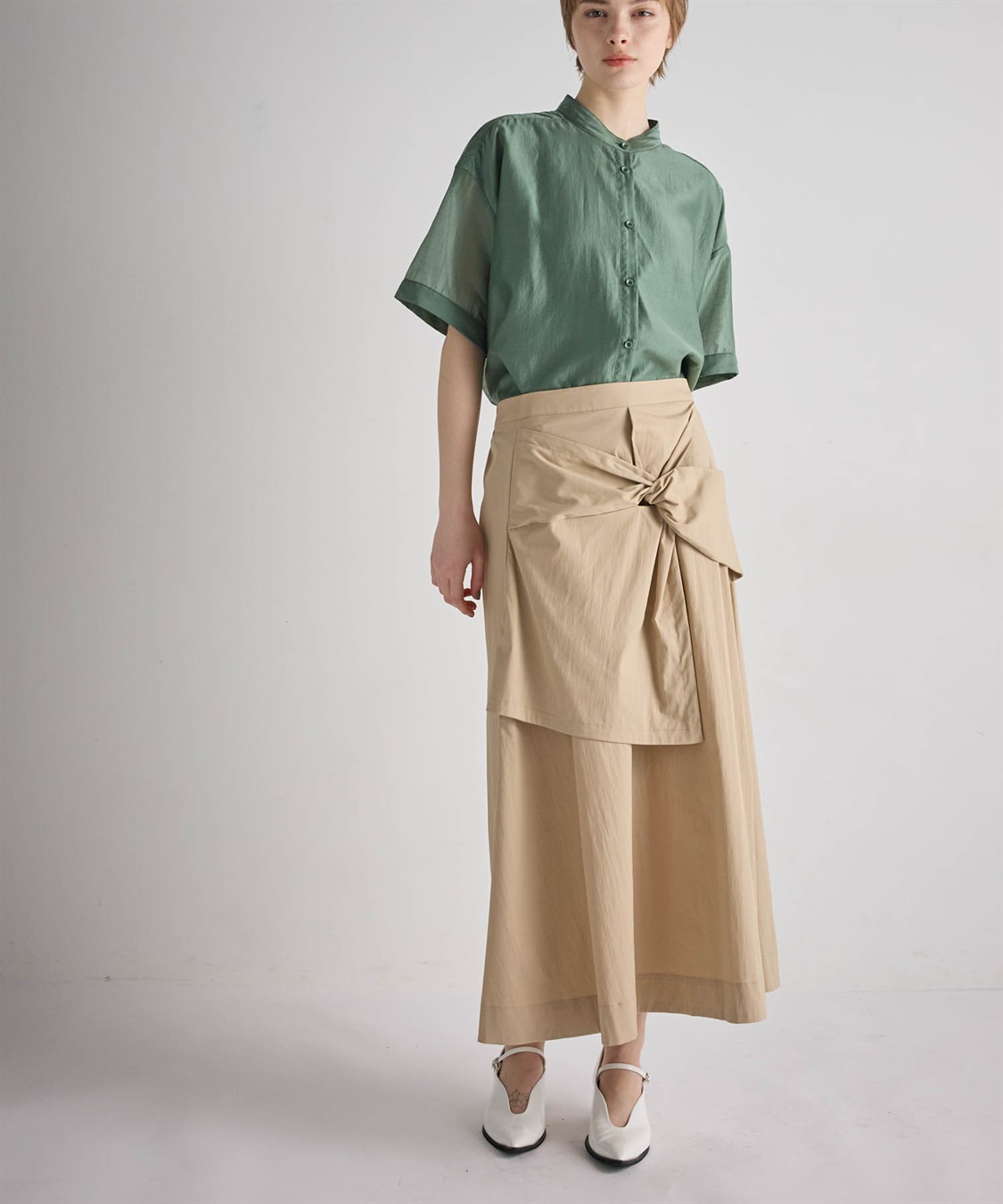 ATSURO TAYAMA シアーポプリン半袖バンドカラーシャツ_sub_11