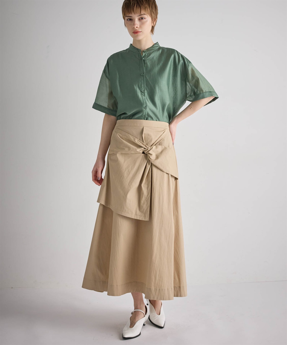 ATSURO TAYAMA シアーポプリン半袖バンドカラーシャツ_sub_12