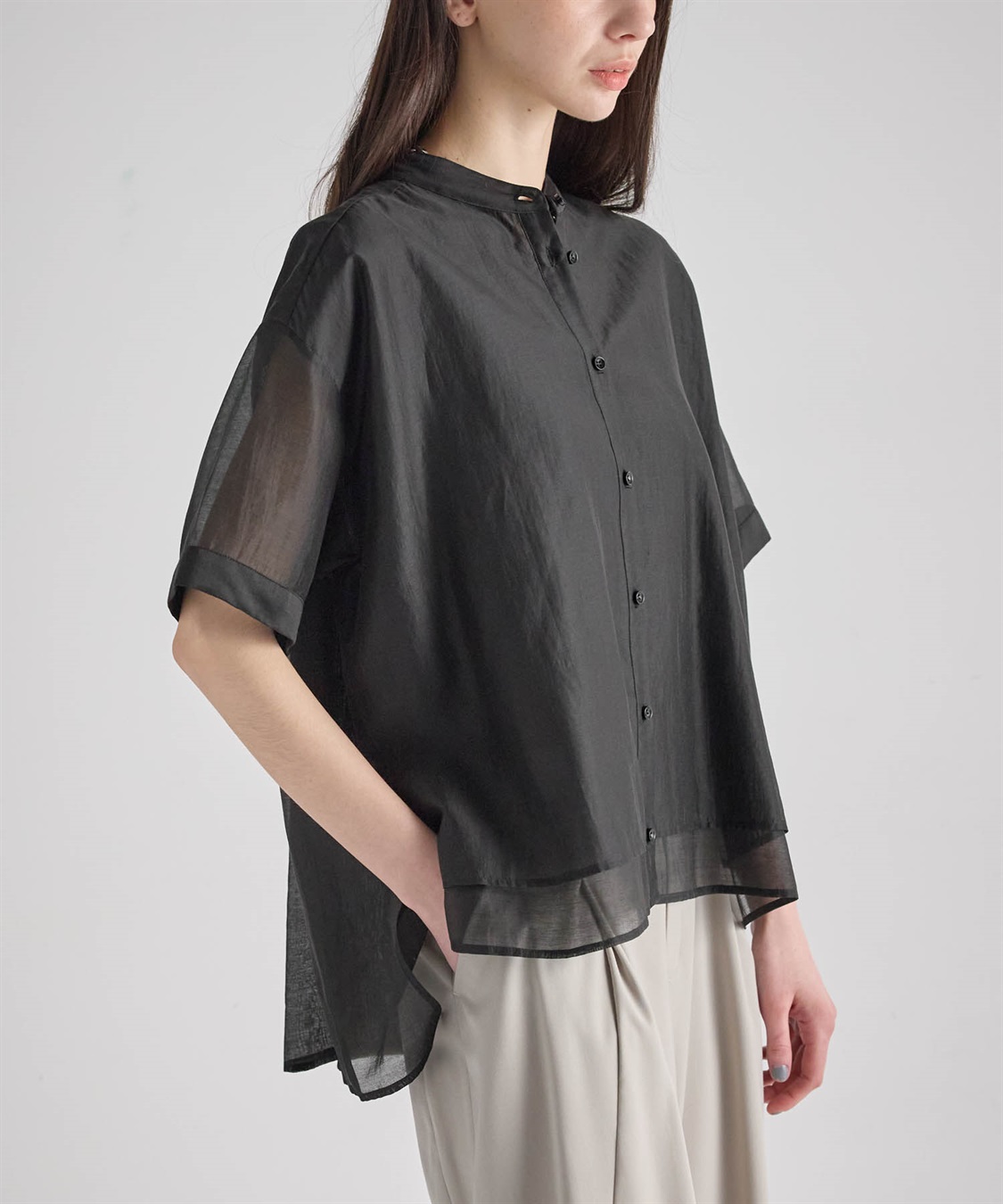 ATSURO TAYAMA シアーポプリン半袖バンドカラーシャツ_sub_16