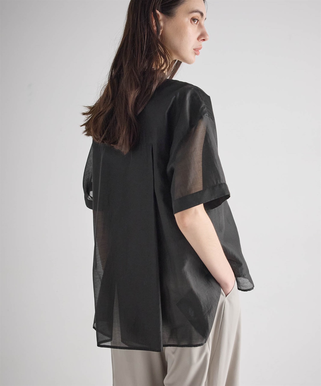 ATSURO TAYAMA シアーポプリン半袖バンドカラーシャツ_sub_17