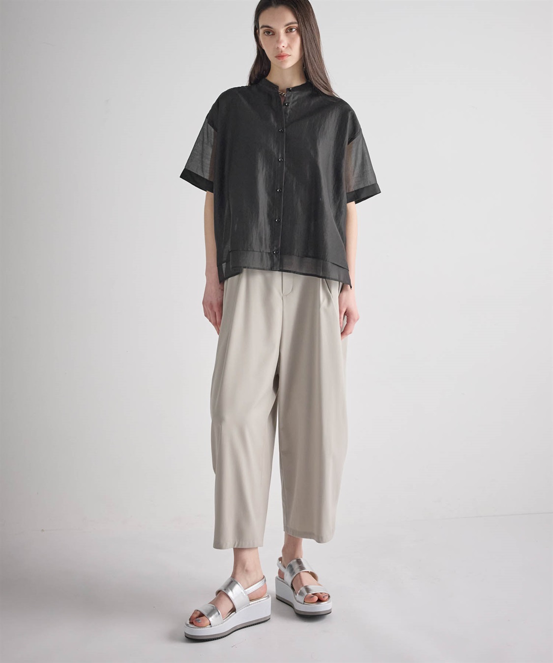 ATSURO TAYAMA シアーポプリン半袖バンドカラーシャツ_sub_18