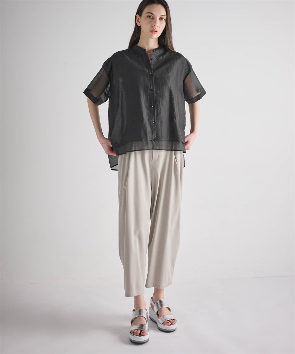 ATSURO TAYAMA シアーポプリン半袖バンドカラーシャツ_sub_19