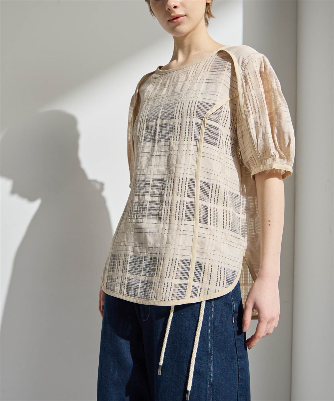 ATSURO TAYAMA シースルーチェックブラウス_sub_1