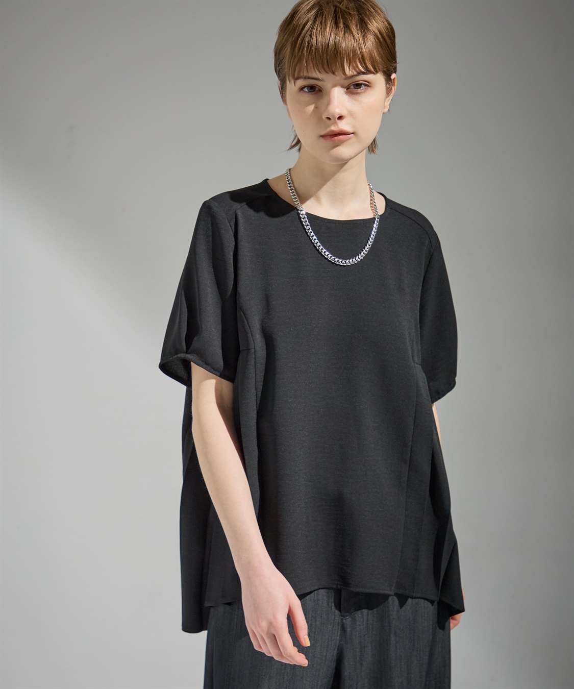 ATSURO TAYAMA プリーツ入りジョーゼットブラウス_sub_3