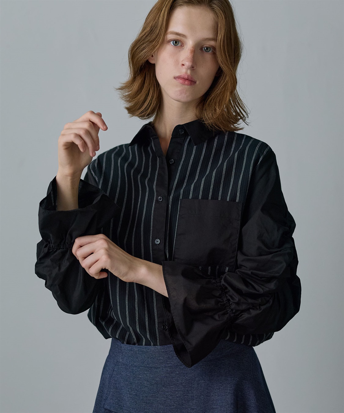 ATSURO TAYAMA ストライプ切り替えギャザーシャツ_sub_27