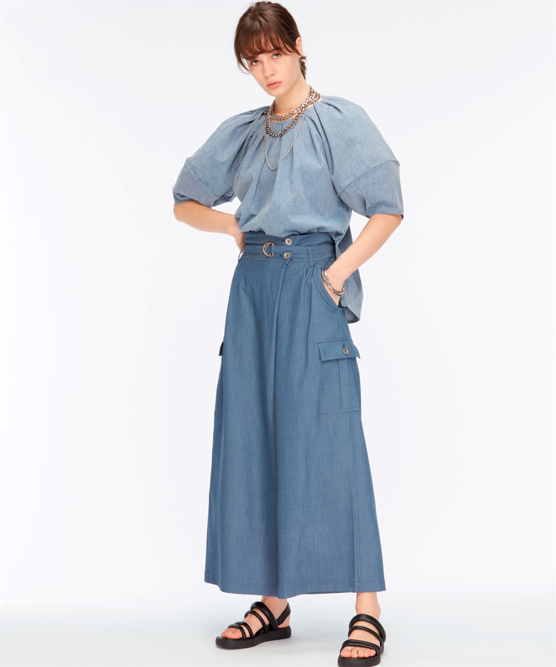 ATSURO TAYAMA 5分袖タックフレアブラウス_sub_1