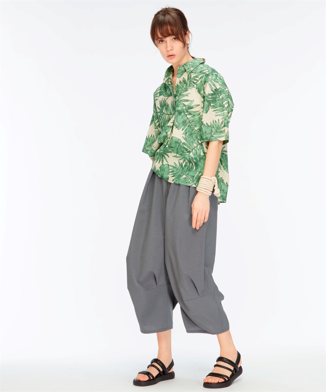 ATSURO TAYAMA トロピカルリーフプリント半袖シャツ_sub_1