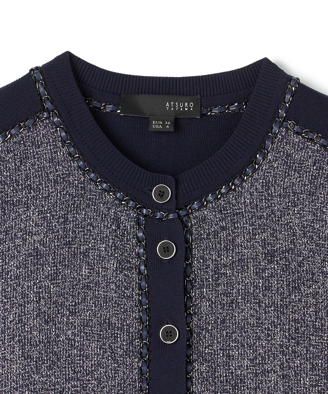 ATSURO TAYAMA レザーチェーンニットカーディガン_sub_3