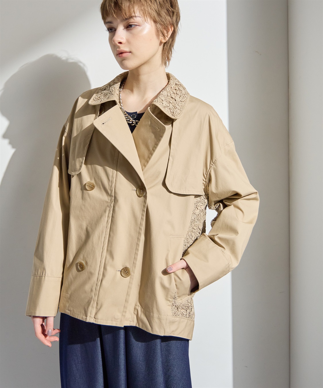 ATSURO TAYAMA 花柄レースショートトレンチジャケット_sub_2