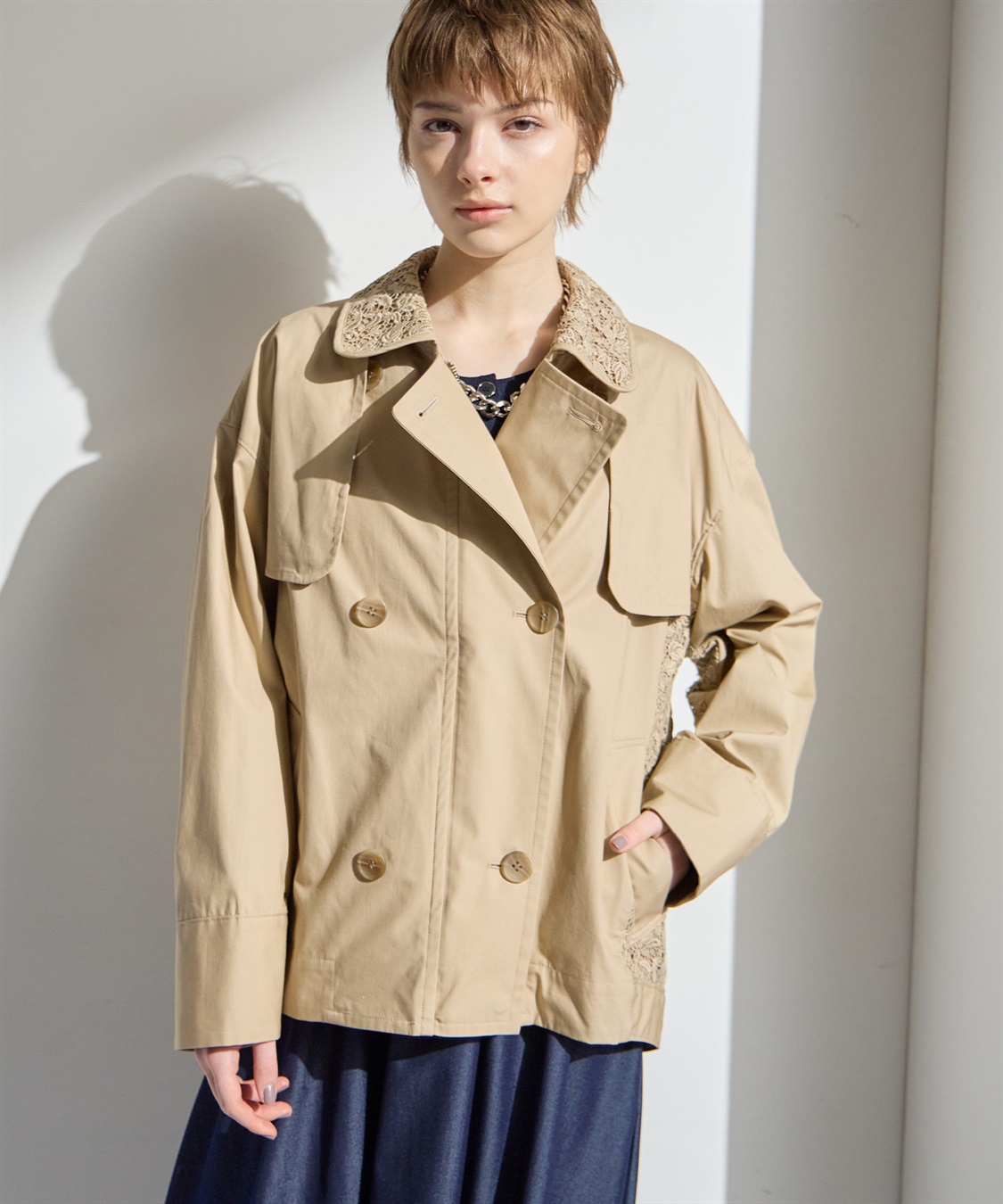 ATSURO TAYAMA 花柄レースショートトレンチジャケット_sub_3