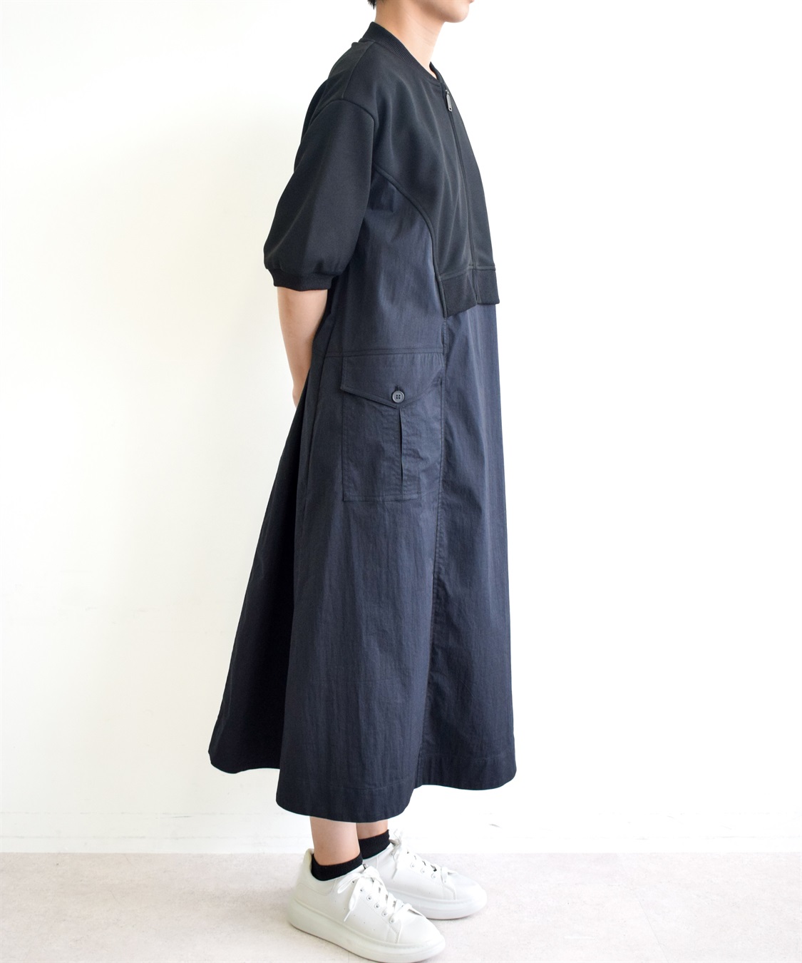 ATSURO TAYAMA カットソー×布帛切り替えフレアワンピース_sub_1