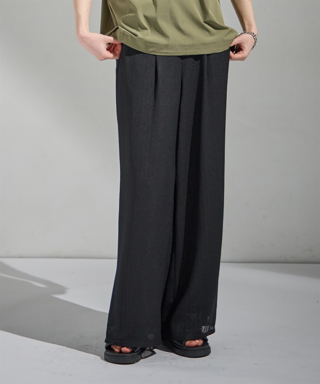 ATSURO TAYAMA ヘリンボーンワイドパンツ_sub_3