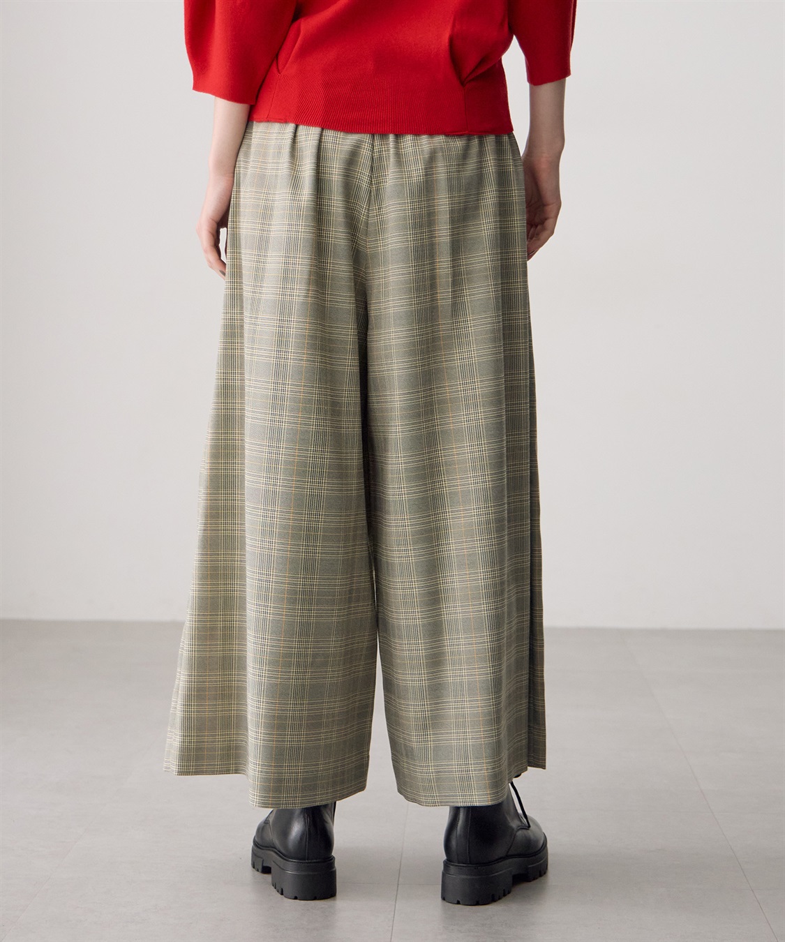 ATSURO TAYAMA タックプリーツチェック柄フレアパンツ_sub_4