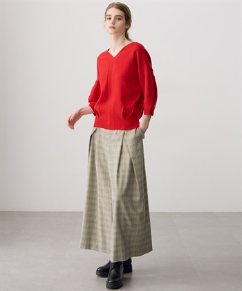 ATSURO TAYAMA タックプリーツチェック柄フレアパンツ_subthumb_10