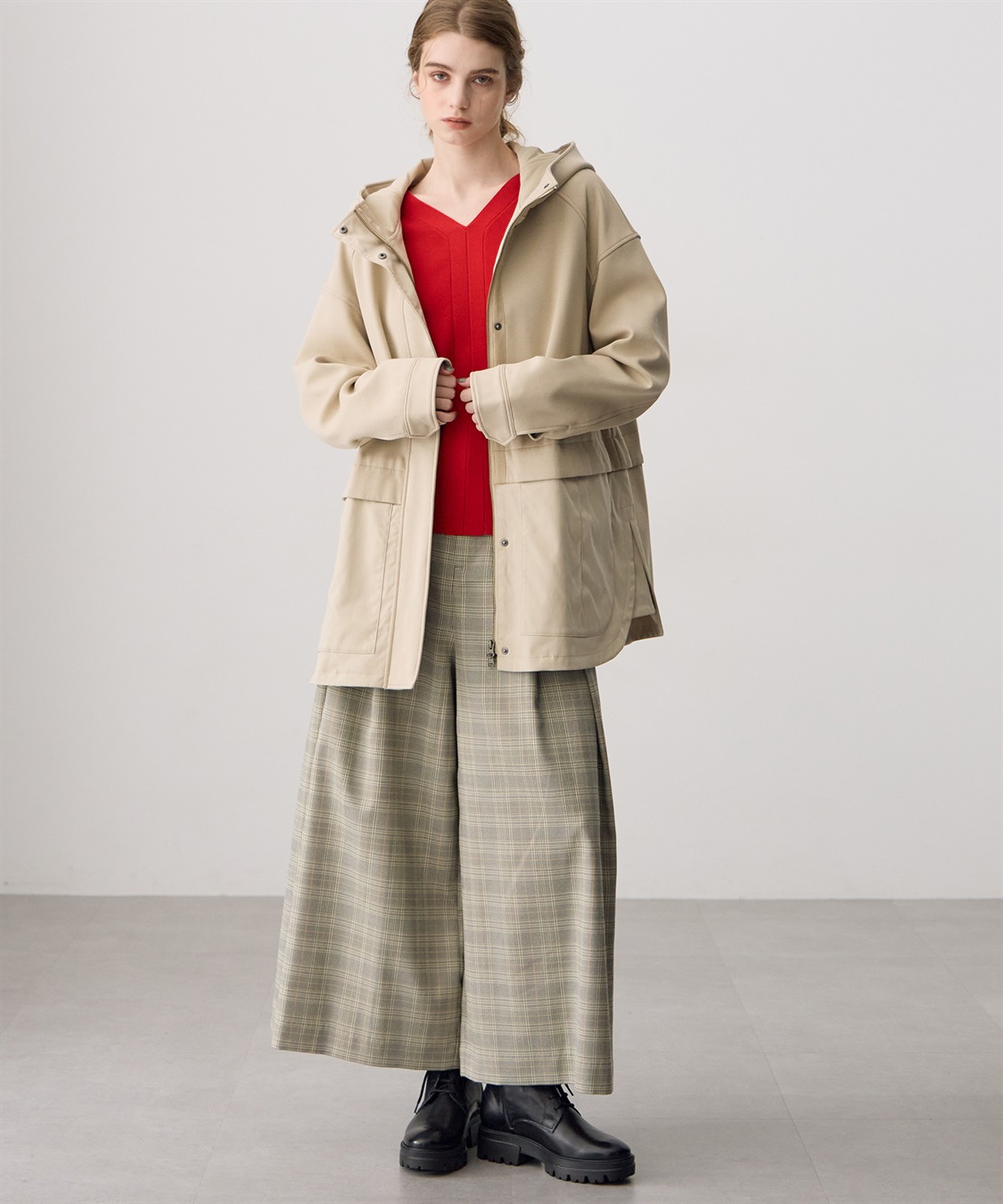 ATSURO TAYAMA タックプリーツチェック柄フレアパンツ_sub_11