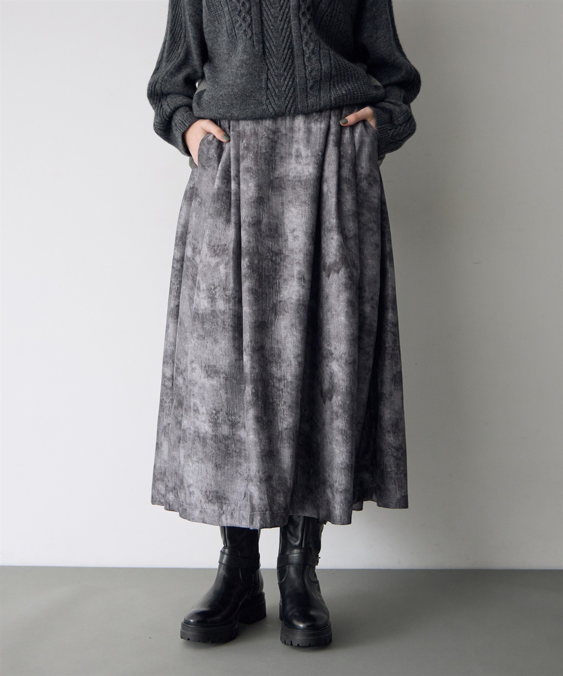 ATSURO TAYAMA アートプリントタックフレアスカート_sub_1