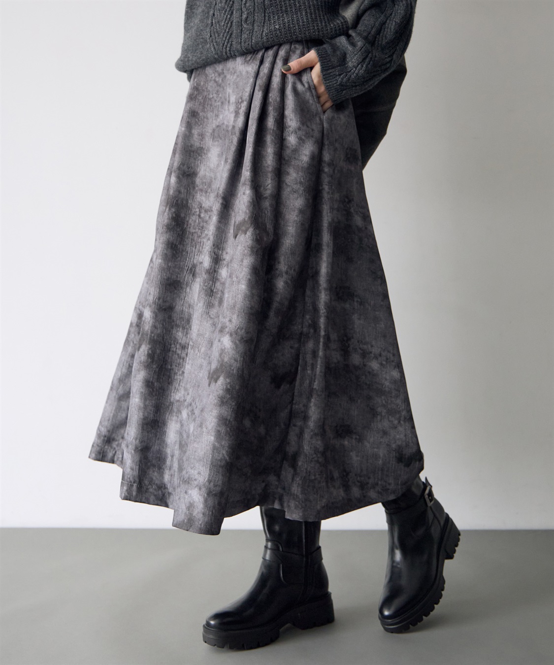 ATSURO TAYAMA アートプリントタックフレアスカート_sub_2